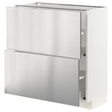 METOD / MAXIMERA Base cabinet with 2 drawers, white/Vårsta stainless steel, 80x37 cm