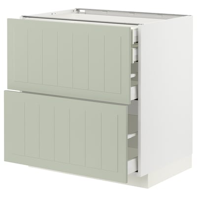 A METOD kitchen cabinet in green with two large drawers and a matching door.