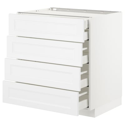 METOD white kitchen cabinet with four drawers, sleek design, quality material.
