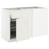 White METOD kitchen cabinet with pull-out shelf, modern, minimalist, 3d design.
