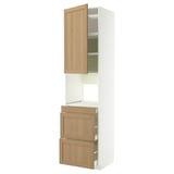 METOD / MAXIMERA Hi cab f micro combi w door/3 drwrs, white/Forsbacka oak, 60x60x240 cm