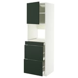 METOD / MAXIMERA Hi cab f micro combi w door/3 drwrs, white/Havstorp deep green, 60x60x200 cm