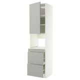 METOD / MAXIMERA Hi cab f micro combi w door/3 drwrs, white/Havstorp light grey, 60x60x240 cm