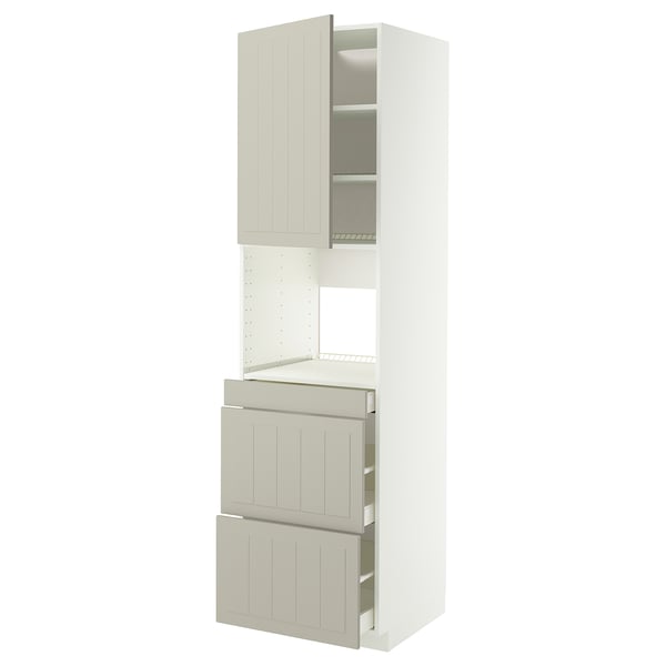 METOD / MAXIMERA Hi cab f micro combi w door/3 drwrs, white/Stensund beige, 60x60x220 cm
