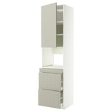 METOD / MAXIMERA Hi cab f micro combi w door/3 drwrs, white/Stensund beige, 60x60x240 cm