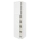 White METOD kitchen cabinet with pull-out drawers and shelves.