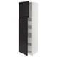 Modern black and white kitchen cabinet with multiple shelves, sleek design, matte finish.