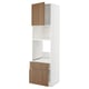 Modern white kitchen unit with wooden drawers and cabinet, sleek and minimalist design.