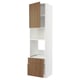 A METOD white kitchen unit with walnut-colored tistorp doors, featuring adjustable shelves and slow-closing drawers.