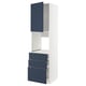 METOD kitchen unit with blue axstad drawers and doors, white frame.