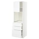 A white METOD kitchen cabinet with multiple storage options, including drawers and shelves.