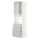 White METOD kitchen unit with gray lerhyttan drawers and cabinet, beveled edges.