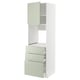 METOD kitchen unit in light green with three drawers and top cabinet, sleek and modern design.