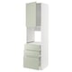 METOD kitchen unit in green; 3 drawers, 1 cabinet; white frame; sturdy, modern design.