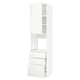A white kitchen cabinet unit from the METOD system, with multiple drawers and a tall cabinet with doors.