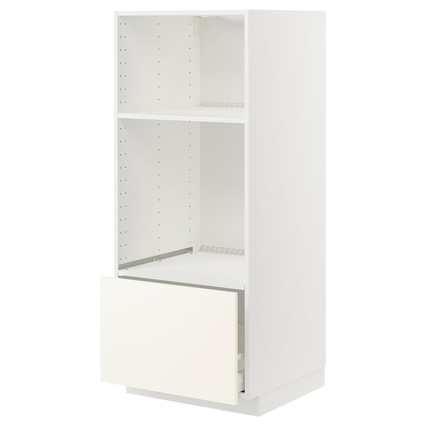 METOD white kitchen unit: tall, 3 sections, 1 drawer, adjustable shelf.