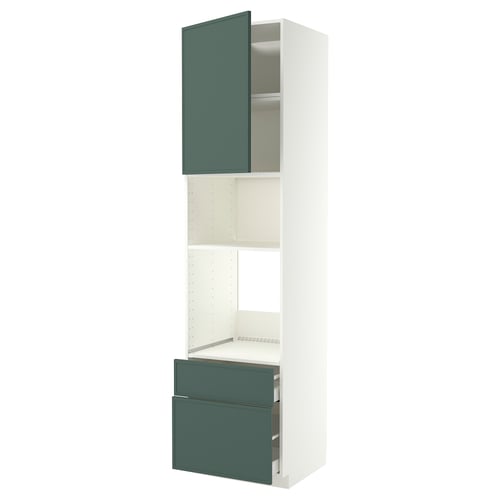 METOD / MAXIMERA High cabinet f built-in appliances, white/Aspudden dark grey-green, 60x60x240 cm