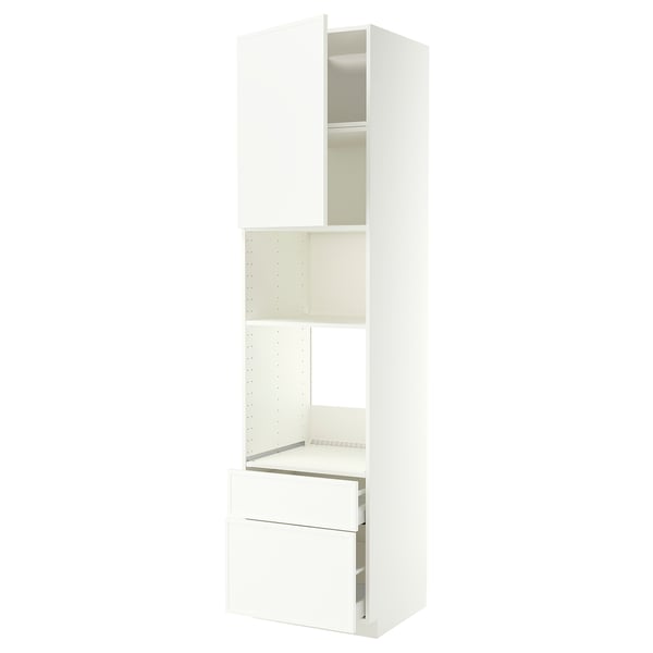 METOD / MAXIMERA High cabinet f built-in appliances, white/Aspudden matt white, 60x60x240 cm