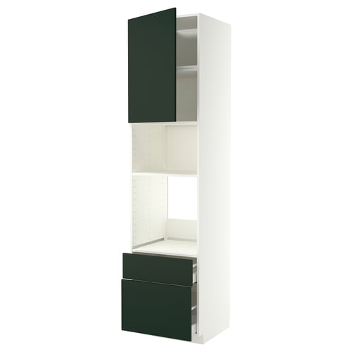 METOD / MAXIMERA High cabinet f built-in appliances, white/Havstorp deep green, 60x60x240 cm