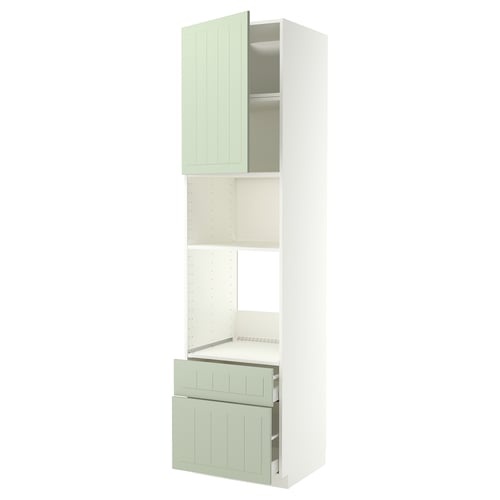 METOD / MAXIMERA High cabinet f built-in appliances, white/Stensund light green, 60x60x240 cm