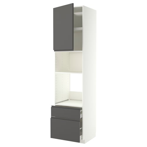 METOD / MAXIMERA High cabinet f built-in appliances, white/Voxtorp dark grey, 60x60x240 cm