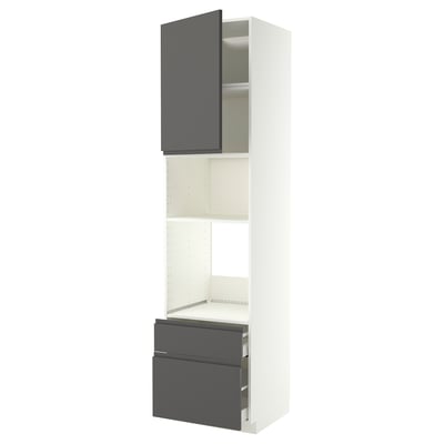 METOD / MAXIMERA High cabinet f built-in appliances, white/Voxtorp dark grey, 60x60x240 cm