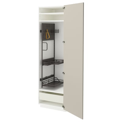 Beige METOD kitchen cabinet with pullout drawers and adjustable shelf.