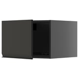 Black kitchen cabinet, modern design, matte finish, square shape, integrated handle.