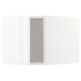 METOD white gloss kitchen unit, modern, rectangular, sleek design, with integrated handles.