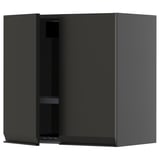 Grey METOD kitchen wall cabinet with matte black door, minimalist design, one door, adjustable shelf.