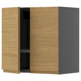 METOD kitchen cabinet in oak and gray with minimalist design and two openable doors.