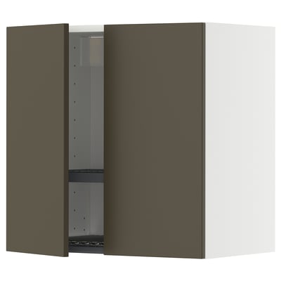 METOD wall cabinet with dark brown havstorp doors, square shape, adjustable shelf, modern design.