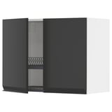 METOD black kitchen wall cabinet, modern, matte, rectangular, minimalistic design with integrated handle.