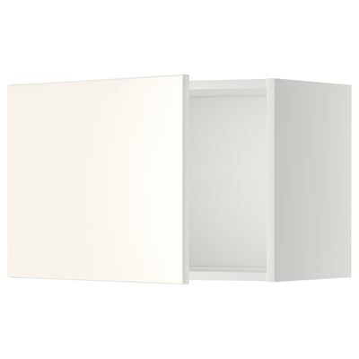 A white METOD kitchen wall cabinet with a smooth finish. The cabinet is rectangular and a hinge on one side.