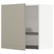 METOD kitchen cabinet in beige with adjustable shelf and dish drainer.
