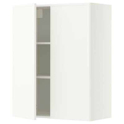 METOD Wall cabinet with shelves/2 doors, white/Aspudden matt white, 80x100 cm