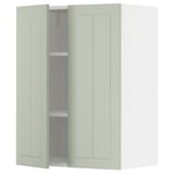 METOD kitchen cabinet in green with adjustable shelf.