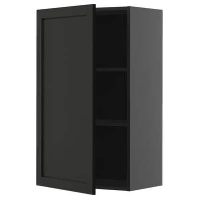 Black METOD cabinet with adjustable shelf.