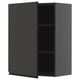 METOD wall cabinet in dark gray, rectangular, open door, two shelves.