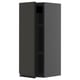 Displays a dark grey, modern kitchen cabinet with a minimalist design and no visible handles.