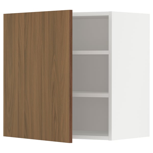 METOD cabinet, wooden door, 2 white shelves, minimalist design