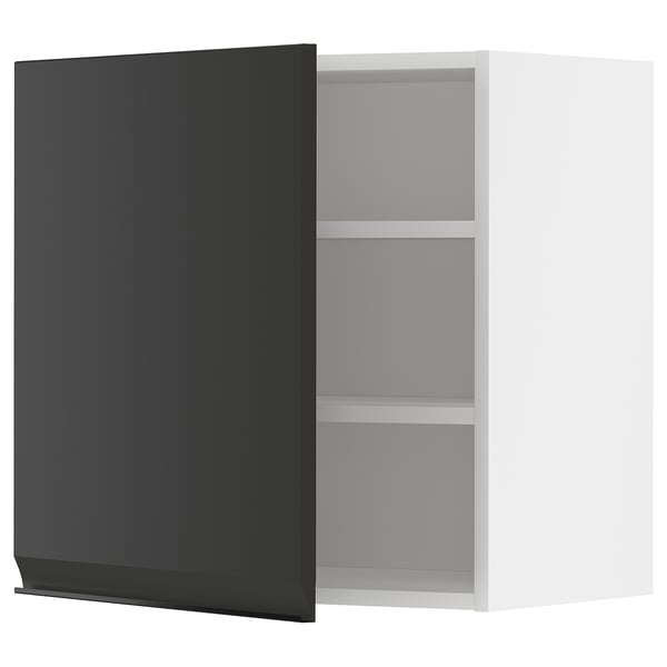METOD kitchen cabinet, modern black, square shape, white interior.