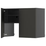 Black modern kitchen cabinet with adjustable shelves, left-mounted door, and sleek design.