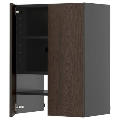 Dark brown METOD kitchen cabinet with adjustable shelf & nickel hinges
