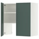 METOD Wall cb f extr hood w shlf/door, white/Aspudden dark grey-green, 80x80 cm