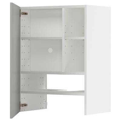 A white METOD kitchen cabinet with multiple shelves, featuring a modern design.