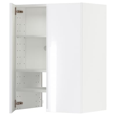 METOD kitchen cabinet: white, glossy, rectangular with adjustable shelves.