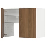 Modern brown-metallic kitchen unit with open compartment, adjustable shelf, and sleek design.