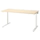 MITTZON desk, light wood top, white metal legs, height-adjustable, clean design.