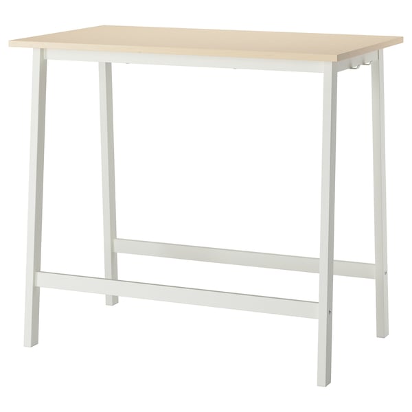 MITTZON, rectangular desk, white and wooden, minimalist design.